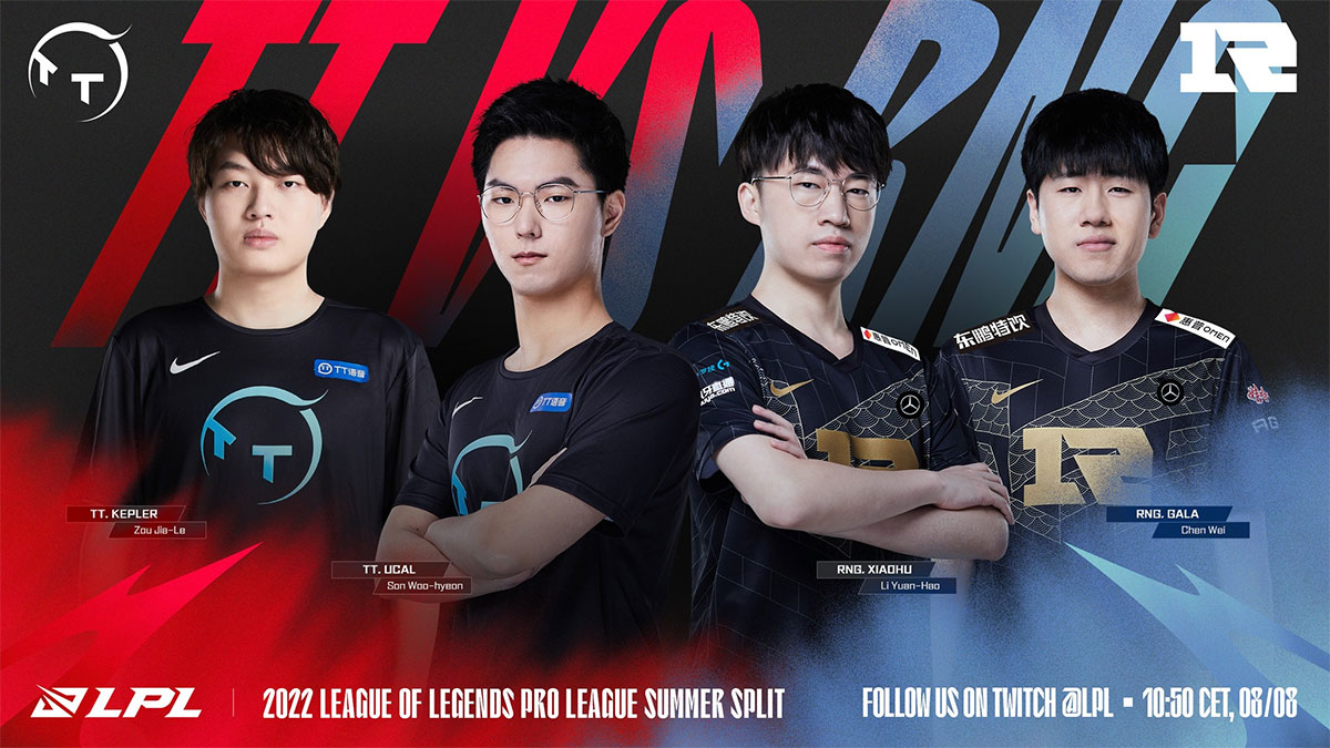 Nhận định LPL Mùa Hè 2022 ngày 8/8: TT vs RNG; BLG vs WE