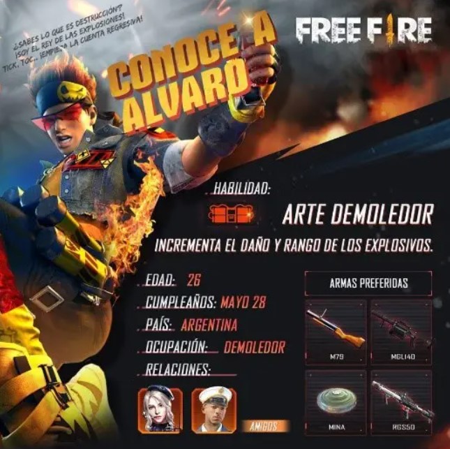 Khám phá chi tiết về nhân vật Alvaro trong Free Fire