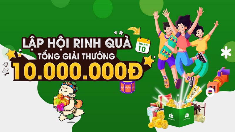 Nhận tới 3.000.000 khi tham gia Lập hội rinh quà cùng Ví Appota