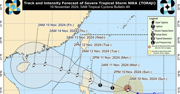 Bão Toraji gần Philippines mạnh lên nhanh chóng, di chuyển nhanh