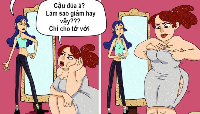 Bộ tranh: Trong nhóm bạn luôn có một đứa cực béo chơi thân với một đứa siêu gầy