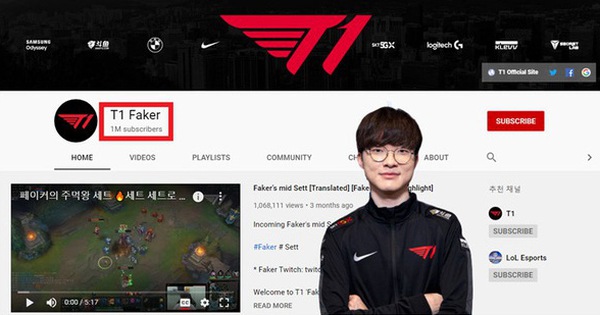 ''Chủ Tịch'' Faker chinh phục thêm một kỷ lục với việc kênh YouTube cá nhân đạt 1 triệu lượt đăng ký