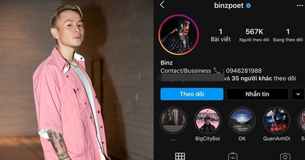 Instagram của Binz bỗng dưng trống hoắc, chỉ còn duy nhất bài post được cho là viết về chuyện tình với Châu Bùi