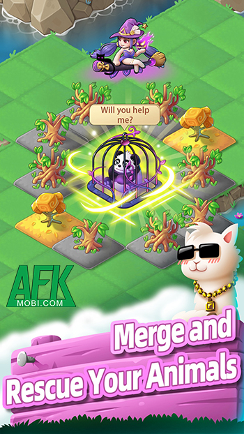 Bắt đầu công cuộc giải cứu những người bạn động vật trong game Merge Animals