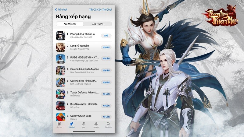 Chưa đầy 1 ngày OB, Phong Lăng Thiên Hạ chính thức  “lên đỉnh” TOP 1 App Store