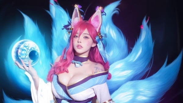 Bỏng mắt với nữ cosplay LMHT - Ahri Chiêu Hồn Thiên Hồ gợi cảm với vòng 1 