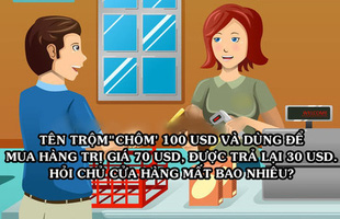 [Góc giải đố] Tên trộm ăn cắp 100 USD rồi dùng nó để mua số hàng 70 USD và được trả lại 30 USD, hỏi chủ cửa hàng tổn thất bao nhiêu?