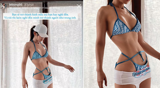 Lê Bống tiếp tục hành trình khoe body rắn rỏi cùng bikini hút mắt