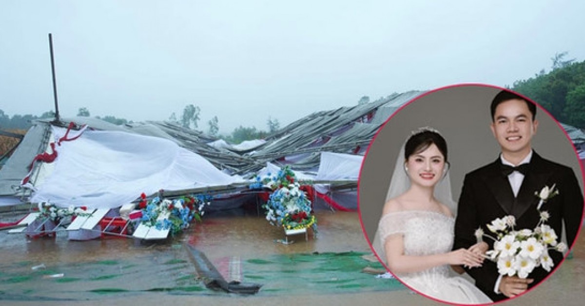 Sập rạp cưới vì lốc xoáy, cô dâu Quảng Trị buồn rơi nước mắt