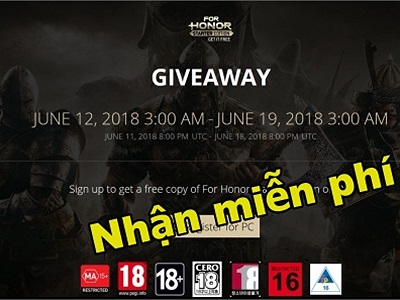 Nhanh tay nhận miễn phí For Honor phiên bản trị giá 450.000 VNĐ