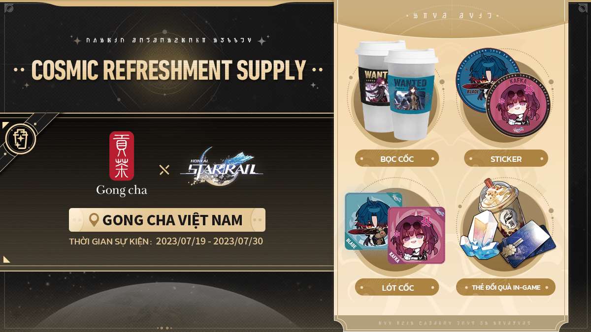 Hot! Trạm Tiếp Tế Vũ Trụ Honkai Star Rail đặt chân tại Gong Cha Việt Nam