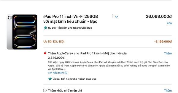 Sinh viên Việt Nam được mua iPad Pro M4 giá chỉ 26 triệu, tặng kèm cả Apple Pencil Pro