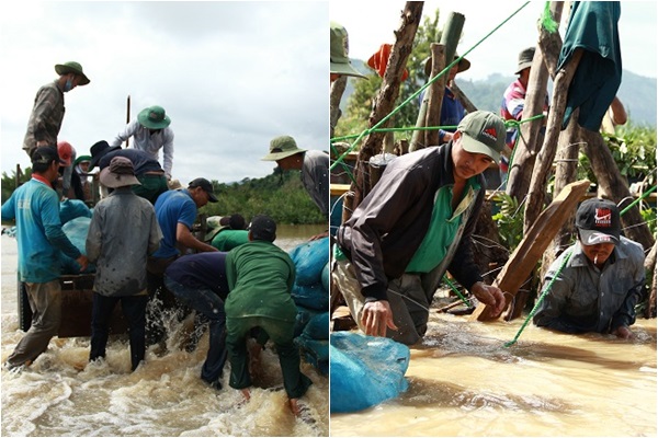 Đắk Lắk: Hàng trăm người dân trắng đêm oằn mình trong nước cứu đê