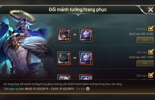 Sang tháng 3 mà Garena vẫn tặng game thủ Liên Quân Mobile mảnh tướng/skin tháng 2