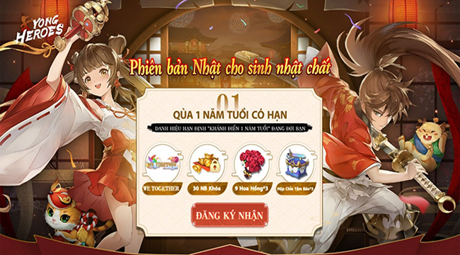 Yong Heroes tặng game thủ hoàng loạt quà sinh nhật siêu khủng cùng 500 giftcode giá trị