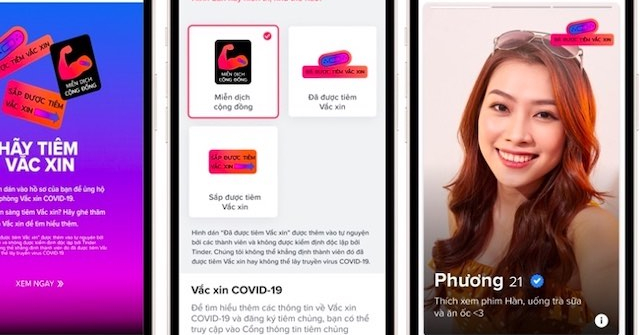 Tinder cho Gen Z tùy chọn trạng thái tiêm vắc-xin phòng COVID-19