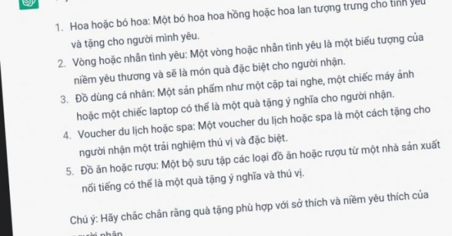 Quà Valentine và lời chúc Valentine hay, ý nghĩa do ChatGPT gợi ý