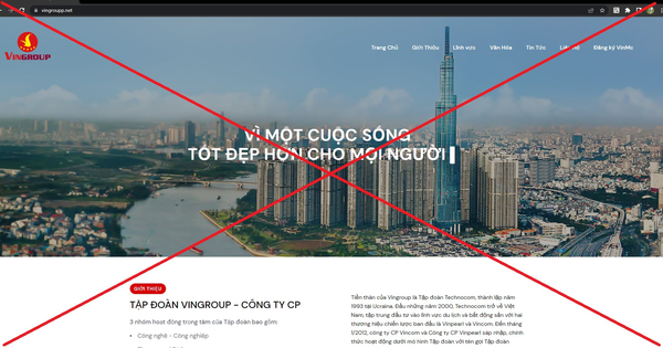 Vingroup công bố 16 website giả mạo tập đoàn để lừa đảo kêu gọi đầu tư, chuyển tiền điện tử