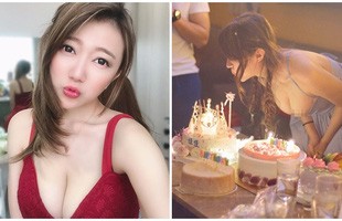 Cúi xuống thổi nến mừng sinh nhật, nàng hot girl gặp sự cố bất ngờ bởi vòng một ngoại cỡ