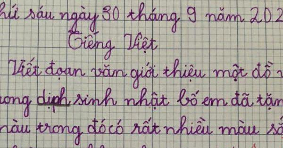 Viết văn tả hộp màu được bố tặng sinh nhật, cậu bé lớp 1 khiến cộng đồng mạng thích thú