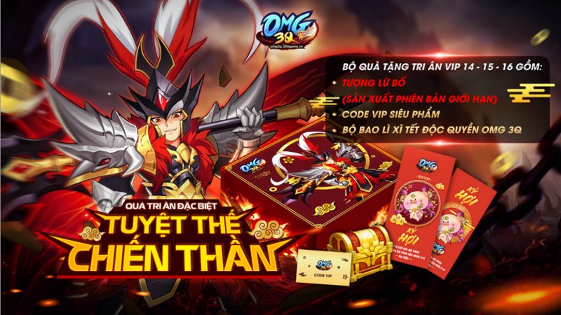 OMG 3Q tặng tượng Lữ Bố - Tuyệt Thế Chiến Thần tri ân game thủ VIP