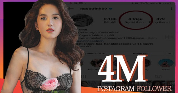 Ngọc Trinh trở thành nghệ sĩ thứ 3 của Vbiz cán mốc 4 triệu follower Instagram, hứa tặng quà đặc biệt cho fan ăn mừng