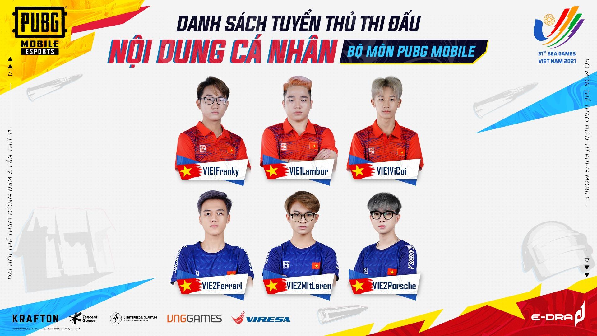 SEA Games 31: Bộ môn PUBG Mobile công bố danh sách các tuyển thủ sẽ tranh tài ở nội dung cá nhân