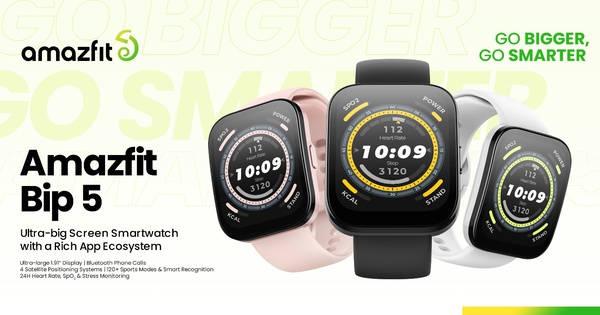 Huami ra mắt Amazfit Bip 5 màn hình siêu lớn 1.91”, có thể nghe gọi với giá chưa đến 2 triệu đồng