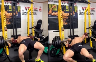 Đẩy tạ 135kg trên sóng, nam Youtuber tuột tay làm rơi tạ, suýt bị đè tới tử vong