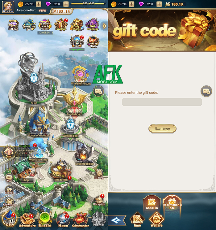 AFKMobi tặng nhiều gift code game Heroes of Awakened Magic giá trị