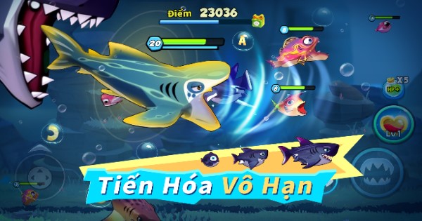 Trở về tuổi thơ Feeding Frenzy trong game Fish Clash – Cá Lớn Nuốt Cá Bé