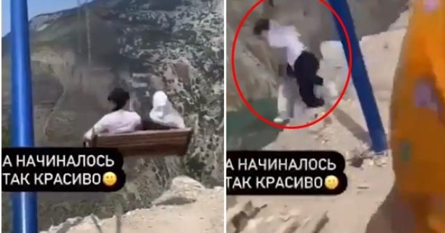 Clip: Chơi xích đu trên vách đá gần 2000m, hai cô gái nhận cái kết hết hồn