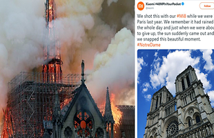 Sau thảm họa cháy lớn, Xiaomi vẫn ngang nhiên dùng ảnh Nhà thờ Đức Bà Paris quảng cáo điện thoại