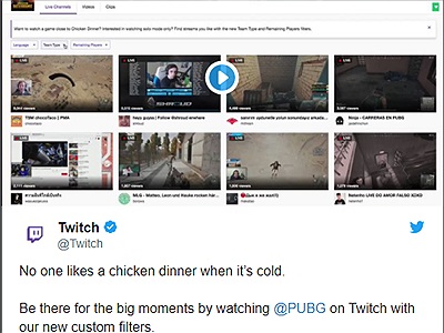 PUBG: Stream PUBG sẽ được Twitch thêm tính năng lọc số lượng người sống sót