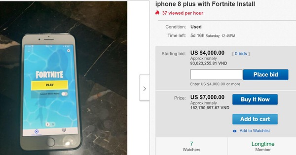 Chuyện lạ: iPhone 8 Plus cài sẵn tựa game Fortnite được bán trên Ebay với giá gần… 163 triệu đồng