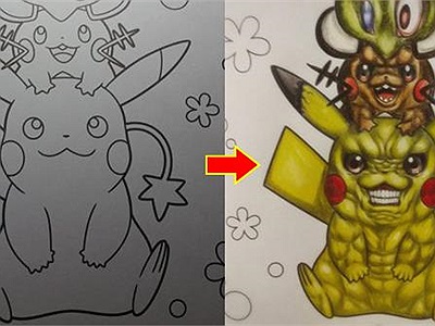 Sách tô màu Pokemon trở nên cực kỳ quái dị dưới tay fan cuồng