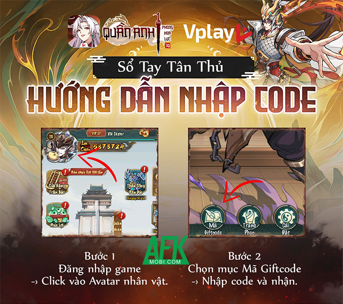 Tổng hợp gift code game Quần Anh Phong Hoa Lục – Vplay mới nhất trong tháng