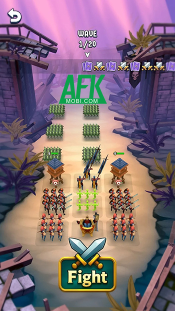 Xây dựng đội quân đối mặt các đợt đội hình quân thù trong game Kingdoms Of Chaos