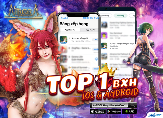 Càn quét BXH Top 1 Free Game iOS, Top trending Android, bảo sao “Aurora - Vùng đất huyền thoại” quá tải chỉ sau 1 giờ mở cửa