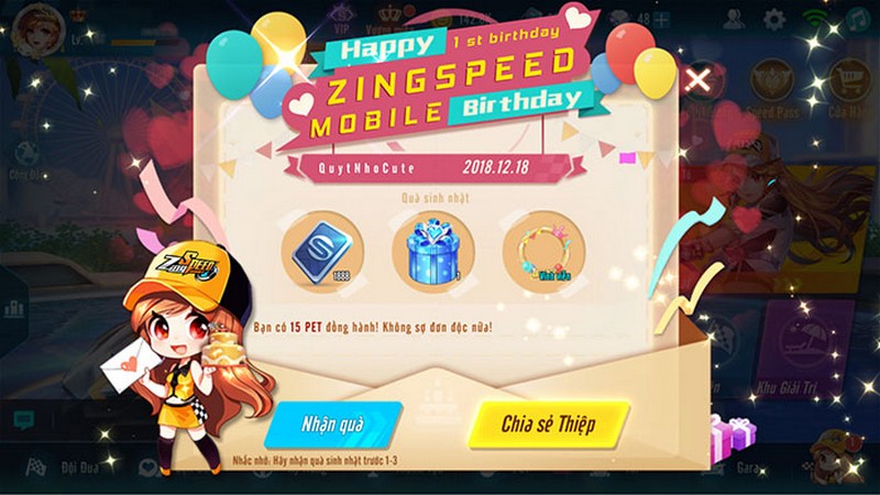 Sinh nhật 01 tuổi - ZingSpeed Mobile bạo tay chi quà cho Racer Việt