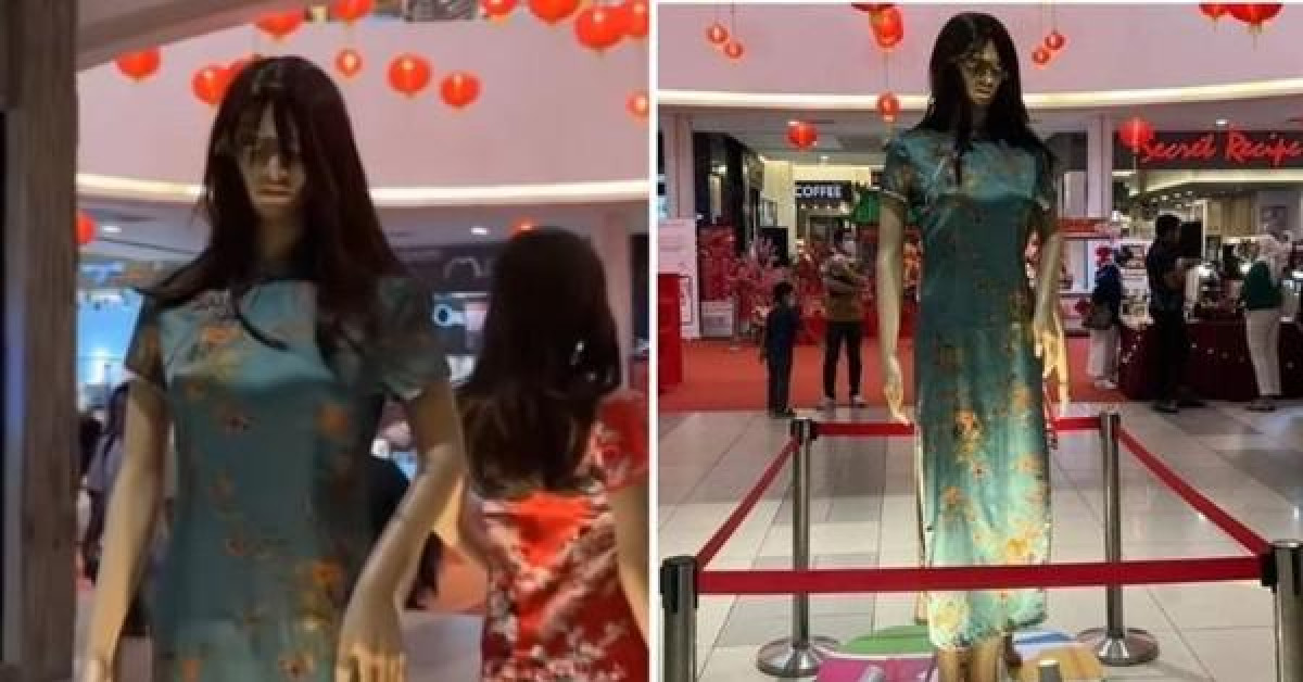 Ma-nơ-canh đón Tết ở trung tâm thương mại Malaysia khiến khách hết hồn, không dám lại gần