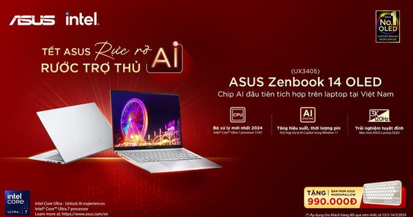 “Tết ASUS rực rỡ - Rước trợ thủ AI” với chip AI tiên phong tích hợp trên laptop tại Việt Nam - Zenbook 14 OLED