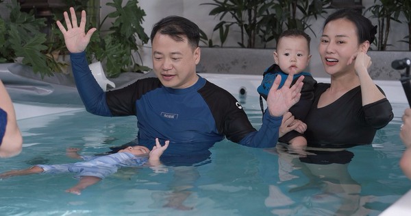 Shark Bình – Phương Oanh đưa cặp song sinh đi học bơi từ sớm: Thành quả không ngờ chỉ sau 1 tháng