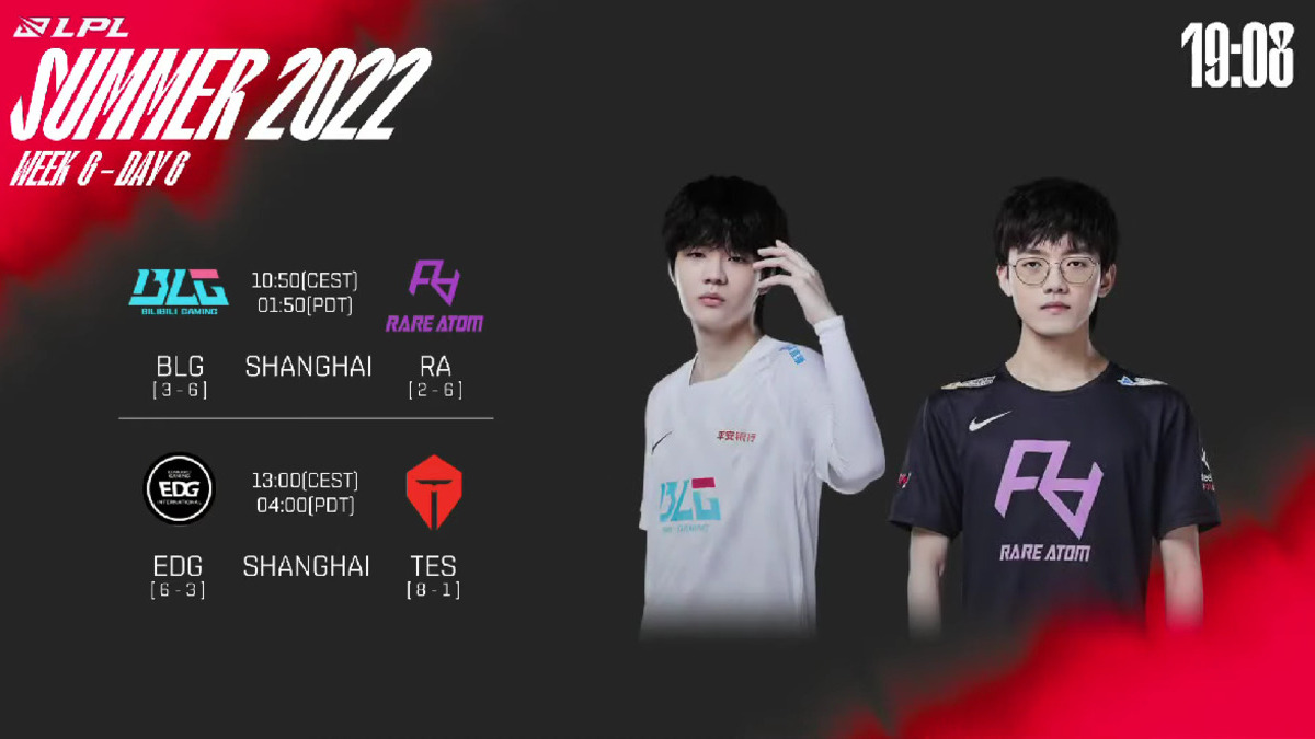 Trực tiếp LPL Mùa Hè 2022 ngày 16/07: BLG vs. RA, EDG vs. TES