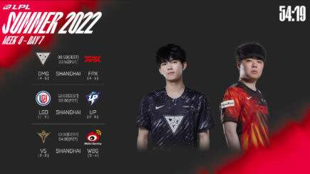 Trực tiếp LPL Mùa Hè 2022 ngày 17/07: OMG VS. FPX, LGD VS. UP, V5 VS. WBG