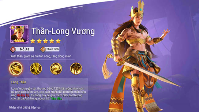 Nhận ngay thần tướng Long Vương khi tham gia chinh chiến trong Đấu Tướng VNG