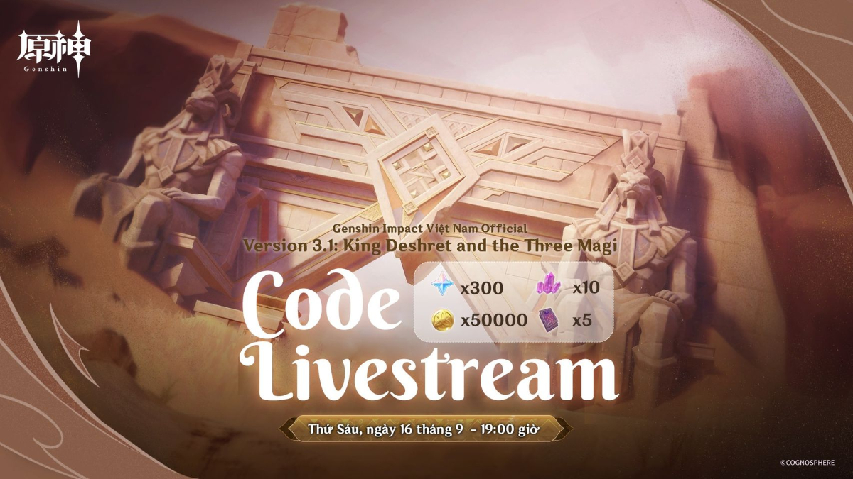 Genshin Impact code Livestream phiên bản 3.1 mới nhất