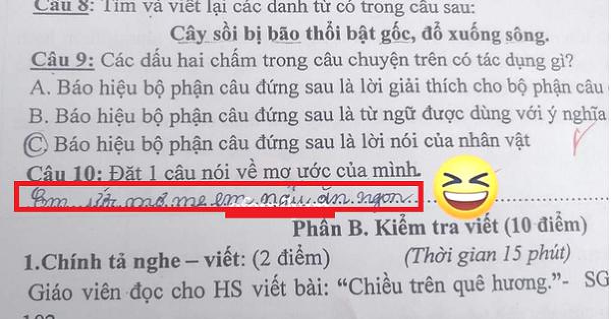 Cô giáo hỏi 