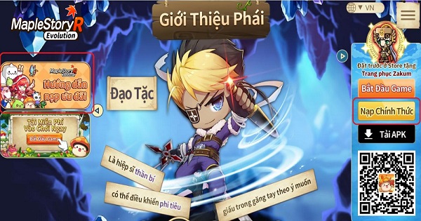 Hướng dẫn nạp game MapleStory R: Evolution dễ dàng và nhanh chóng