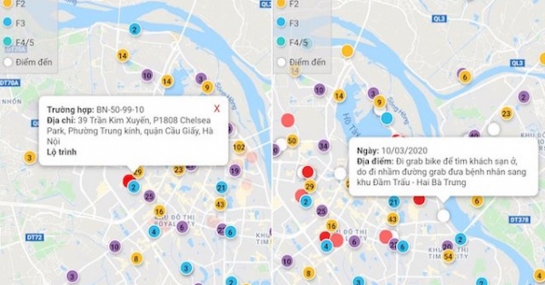 Cách xem vị trí người nhiễm và người bị cách ly vì Covid-19 tại Hà Nội